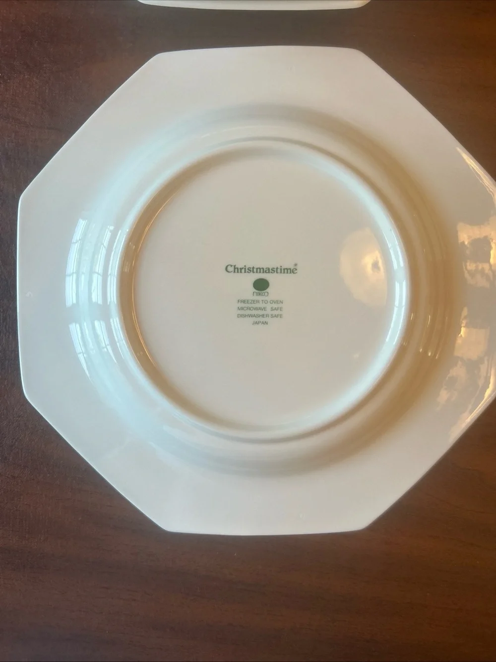 Vtg Nikko Christmastime Set of 4 Octagonal Dinner Plates 10.75” Christmas Tree